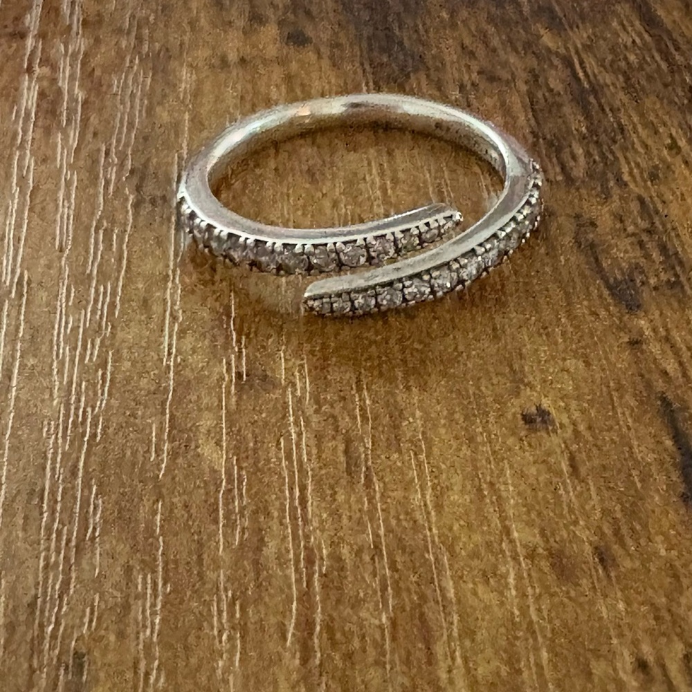 Pandora Silver Wrap Ring with Crystals